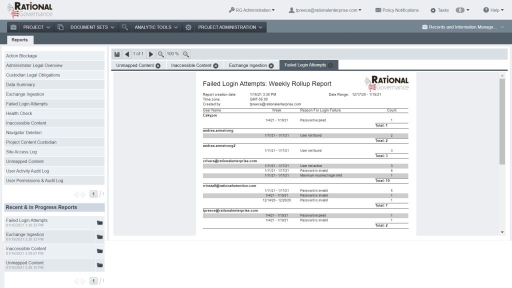 Auditing and Reporting